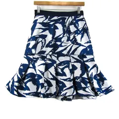 ランバンオンブルー スカート ボトムス プリーツ アニマル柄 シルク混 レディース 36サイズ 白×紺 LANVIN en Bleu 【中古】のサムネイル