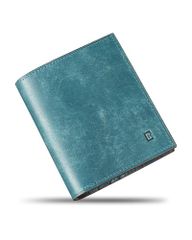 【新品】皮夾 男士 雙折 普埃布羅皮革 純皮革 日本製 雙折皮夾 薄型皮夾 迷你皮夾 小 鈔票夾2格 一流皮革職人製作 紳士用 財運 商務 贈禮 (藍色) fa2a8331