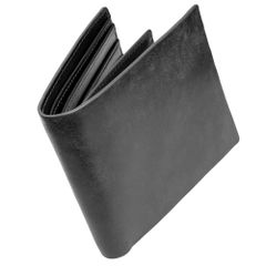 【新品】普埃布羅皮革 錢包 男士 無零錢夾 摺疊式 皮革 真皮 輕巧 一粒萬倍日 天赦日 贈禮 (暗影黑) 9fc25a7b