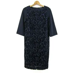 タルボット ワンピース トップス 七分袖 花柄 レース レディース Sサイズ ネイビー Talbots 【中古】