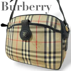☆★ Burberry　バーバリー★ショルダーバッグ　肩掛け　ノバチェック　ホースロゴ　シャドーホース　ロゴ　ベージュ　キャンバス　レザー　現状品★♯2445