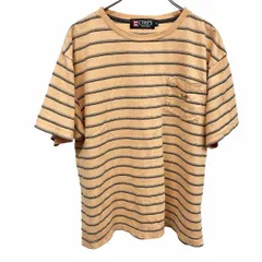 【中古】[印象B] CHAPS チャップス Tシャツ メンズ L ヘザーベージュオレンジ系 杢オレンジ系×グレー×茶系×紺 綿100% ボーダー 胸ポケットに刺繍 半袖のサムネイル