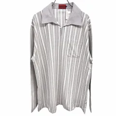 【新品/訳アリ】[印象NB] Mr. JUNKO ミスタージュンコ ポロシャツ メンズ LL 2L ネイビー 紺×白系 綿100% 胸ポケット付き 裾の両サイドにスリット 鹿の子 ストライプ オープンカラー 長袖のサムネイル