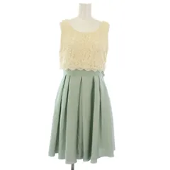 エメ AIMER パーティードレス ワンピース レース 切替 ノースリーブ ひざ丈 9号 アイボリー ミントグリーン 25-5-036 /TK ■ECA003