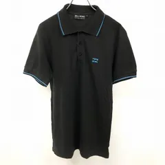 【中古】[印象B] BILLABONG ビラボン ポロシャツ / カットソー レディース S ブラック×ブルー 黒 綿100% 鹿の子 ロゴ刺繍 半袖 ポケット無しのサムネイル