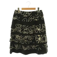 トゥービーシック TO BE CHIC スカート 膝丈 フレア ティアード 42 黒 /NR ■GY59