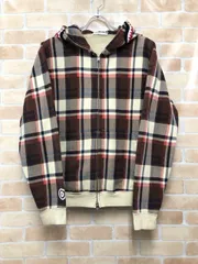 【中古】 A BATHING APE アベイシングエイプ シャークパーカー ラブジェネチェック ベージュ M 111446241