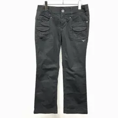 【中古】[印象AB] mizuno GOLF ミズノ ゴルフ フレアパンツ レディース 72 ブラック×ネイビー 黒 綿×ポリウレタン ストレッチ ジップフライ ロングのサムネイル