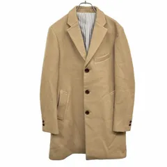 古着 ビームス BEAMS メルトン チェスターコート 無地 ３つボタン ストライプ柄の総裏地 長袖 ウール×ナイロン S ベージュ レディース