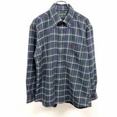 【中古】[印象AB] LYLE＆SCOTT ネルシャツ ソフトネル チェック ポケットに鳥の刺繍 ボタンダウン 長袖 ロングテール 綿×ポリ M 緑×紺×赤×白系 メンズ