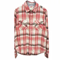 【中古】[印象AB] LEVI'S リーバイス シャツ レディース XS SS ピンクレッド 赤系×白×グレージュ 綿100% 薄手 チェック 長袖 両胸ポケットのサムネイル