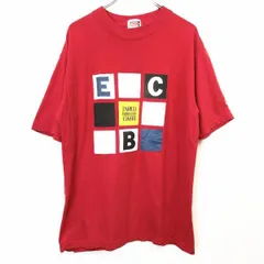 【中古】[印象AB] ENRICO COVERI エンリココベリ Tシャツ / カットソー メンズ M レッド 赤 綿100% コットン ロゴプリント 丸首 クルーネック 半袖のサムネイル