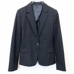 古着 UNITED ARROWS Green Label Relaxing - 38 レディース テーラードジャケット 背抜き裏地 ストライプ 長袖 毛×ポリ ダークネイビー 濃紺