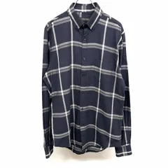 【中古】[印象AB] ZARA MAN ザラマン シャツ メンズ M ネイビー 紺×ホワイトグレー系 綿100% ロングテール 長袖 ボタンダウン チェック スリムフィット 胸ポケットのサムネイル