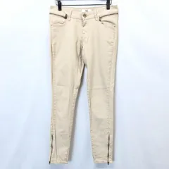 古着 ZARA BASIC ザラ ベーシック 6 レディース スキニーパンツ テーパード ストレッチ 裾ジップ 綿×ポリウレタン ペールオレンジ ベージュ系