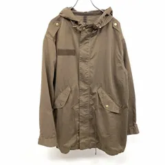 【中古】[印象AB] ikka イッカ ミリタリーコート メンズ LL XL ダークブラウン ポリ×綿×ナイロン エポレット ウエストとフードに調節ゴム 内ポケット無し ハイネックフード 薄手 ドットボタン×ジップ留め 裏地無し 無地 長袖のサムネイル