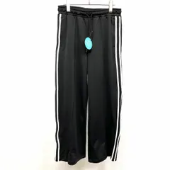 【新品】[印象N] TIGORA ティゴラ ワイドトラックパンツ / ジャージパンツ レディース O XL ブラック×ホワイト 黒 ポリ100% 前立て無し ストレート サイドに2ラインのサムネイル