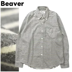 ビーバー Beaver コットン ボタンダウン コットン ネルシャツ M グレーxホワイトのサムネイル