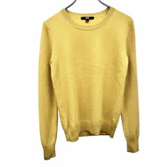 古着 ユニクロ UNIQLO 薄手 ニット セーター スリムフィット 無地 長袖 プルオーバー 丸首 カシミヤ100% S くすみイエロー 黄色 レディース
