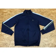【中古】[印象B] Aeropostale エアロポステール メンズ S ネイビー 紺 綿×ポリ トラックジャケット 若干薄手 ブルゾン ハイネック ロゴ刺繍 長袖 ラグランのサムネイル
