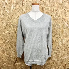 【中古】[印象AB] BEAUTY＆YOUTH UNITED ARROWS 薄手 ニット セーター Vネック 無地 長袖 ヘザーカラー(グレー×オフホワイト・薄生成り系) レディース