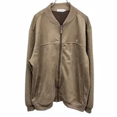 【中古】[印象AB] HUSH PUPPIES ハッシュパピー カットソーブルゾン / ジャケット メンズ LL ブラウン ポリエステル×ポリウレタン 裏地無し フルジップ ポケットの口と前立てがコーデュロイ ケーブル フェイクスエード 犬の刺繍 長袖のサムネイル