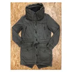 古着 Calvin Klein Jeans カルバンクライン ジーンズ Mサイズ レディース ミリタリーコート ライナー付き ハイネック パーカー 長袖 カーキ