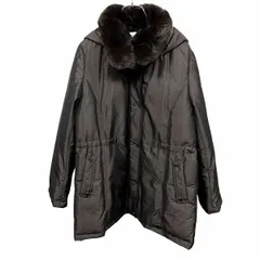 【中古】[印象AB] DAKS LONDON ダックス ロンドン ダウンジャケット レディース 13ABR XL ダークブラウン ポリ100%(詰物：ダウン90%＋フェザー10%/ファー：レッキスラビット) フードとファー襟は脱着可 内側がチェック柄 筒袖のサムネイル