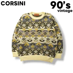 90s コルシーニ CORSINI デザイン ニット 総柄 セーター L