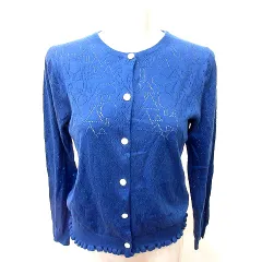 ハウピア haupia カーディガン ニット 長袖 総柄 38 青 ブルー /RT