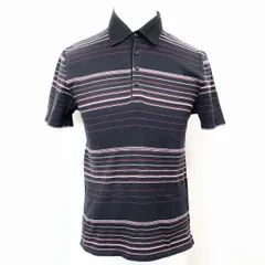 【中古】[印象B] KLEIN PLUS HOMME クランプリュスオム メンズ 46 ネイビー×ピンク×レッドなど 綿100% ポロシャツ Tシャツ生地 カットソー ボーダー 半袖のサムネイル