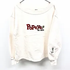 古着 リリーブラウン×ポパイ Lily Brown × Popeye スウェット トレーナー 裏毛 刺繍 プリント 花 イカリ 英字 長袖 綿100% F 白系 レディース