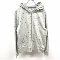 【中古】[印象AB] トミー ジップパーカー スウェット 長袖 裏毛 ドット柄ラメプリント 綿100% L ヘザーグレー 杢グレー×青×赤 レディース(メンズ？)