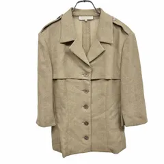 【中古】[印象AB] NINA RICCI ニナリッチ ジャケット レディース 7 S ベージュ 毛×ナイロン ザラつきのある生地感 袖口スリット 少し薄手 オープンカラー エポレット 裏地無し ７分袖 無地のサムネイル