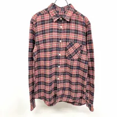 古着 ハレ HARE ネルシャツ ソフトネル チェック 長袖 胸ポケット 日本製 綿100% コットン M ネイビー×ブラウン×ホワイト 紺×茶色×白 メンズ