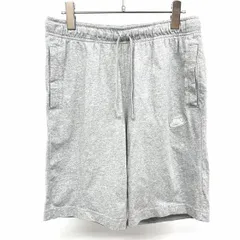 古着 ナイキ NIKE 若干薄手 テーパードイージーショーツ ショートパンツ じゃーフパンツ ウエストにゴムと紐 綿100% L ヘザーグレー メンズ 男性