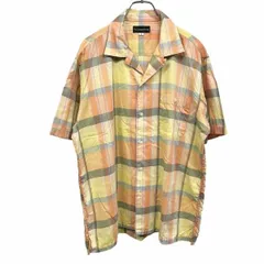 古着 ザ・スコッチハウス THE SCOTCH HOUSE オープンカラーシャツ チェック 半袖 胸ポケット 綿100% L オレンジ×ピンク×青×緑×黄 メンズ