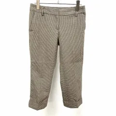 【中古】[印象AB] STRAWBERRY-FIELDS ストロベリーフィールズ クロップドパンツ レディース 1 ブラウン 茶系×緑×ベージュ ウール×ポリウレタン ジップフライ 千鳥格子 裏地付き 裾ダブルのサムネイル