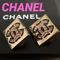 CHANEL ココマーク スクエア ピアス ピンクストーン - メルカリ