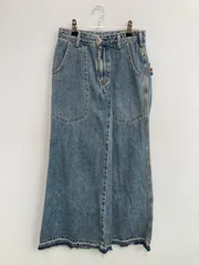 SOMETHING サムシング デニムパンツ XS ブルー フルレングス 無地 ワイド・ルーズ フレア・ブーツカット レギュラー