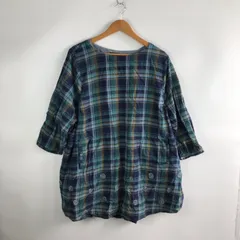 drug store's チェック柄チュニック レディース グリーン×ネイビー 3391202604020031