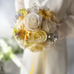 黄色ガーベラ×黄色バララウンドブーケ☆ブートニア