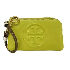 TORY BURCH(トリーバーチ) コインケース美品  イエロー×白×マルチ L字ファスナー/カードケース付き/リストレット レザー