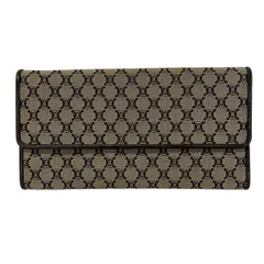 CELINE(セリーヌ) 長財布 マカダム柄 ベージュ×ダークブラウン レザー