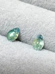 宝石質アパタイトAAA ペアシェイプカボション 6×4mm ピアス K18メッキ ブルー ステンレス