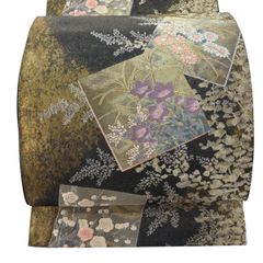 河合美術織物謹製 西陣織 六通柄 袋帯 唐織「地紙重ね花文」証紙 正絹 