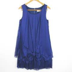 プチローブ PETIROBE ノースリーブ ワンピース ドレス 膝丈 9号 ブルー ストライプ kz11866