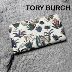 TORY BURCH トリーバーチ 長財布 ラウンドファスナー 総柄 イラスト 