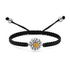 新品 [Rockyu] 手首骨壺ブレスレット 手元供養 メモリアルペンダント 遺骨入れ 手作り編み紐 太陽花デザイン 雛菊モチーフ メモリアルジュエリー