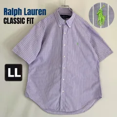 ラルフローレン ★クラシックフィット/ボタンダウンカラーシャツ★ストライプ★S/S 半袖★ワンポイント刺繍★インパクト21製★Ralph Lauren★メンズLL    #2604A017